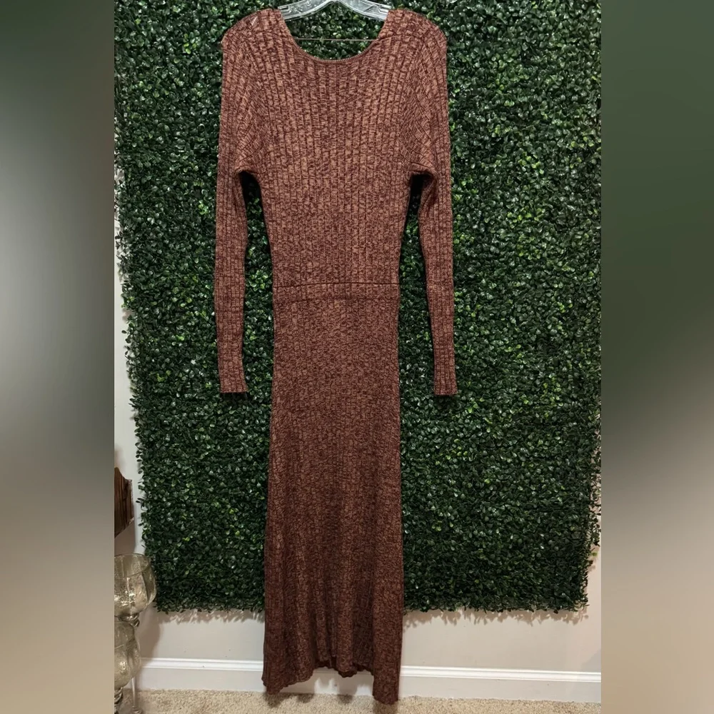 AFRM Skye Cutout Ribbed-Knit Midi Dress in MARLED PORT ROYALE - Picture 7 of 11